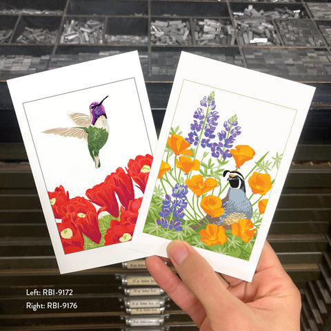 RBI-9176 California Quail, Poppy, Lupine